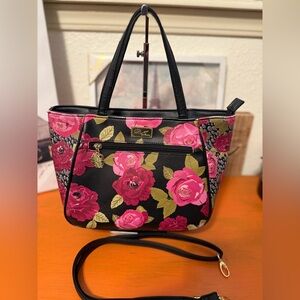Luv Betsey By Betsey Johnson Red Rose Floral Tote GUC